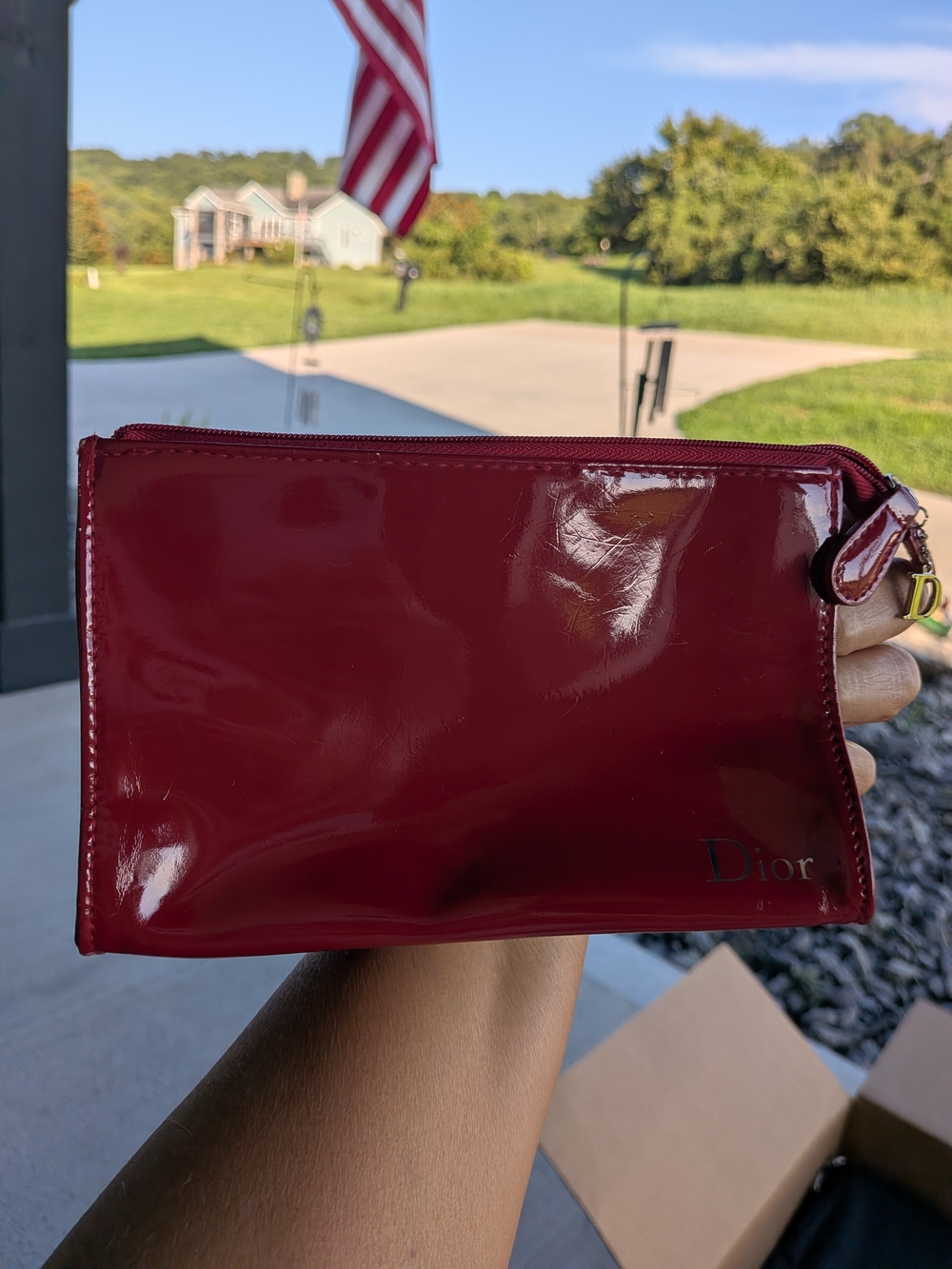 Dior Beauty GWP Red Patent Leather Cosmetic Pouch
